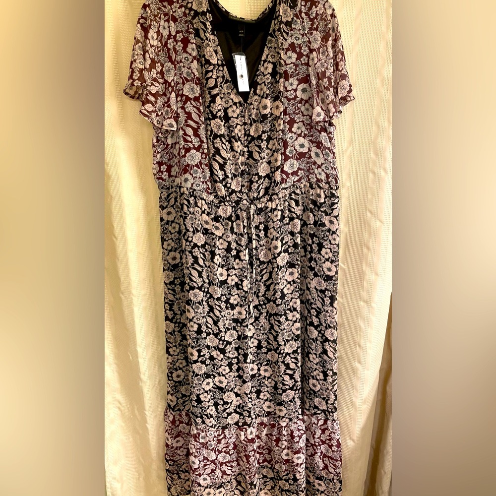 NWT Lane Bryant black and brownish burgundy maxi dress 18/20